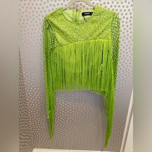 Missguided Neon Green Fringe Crop Top